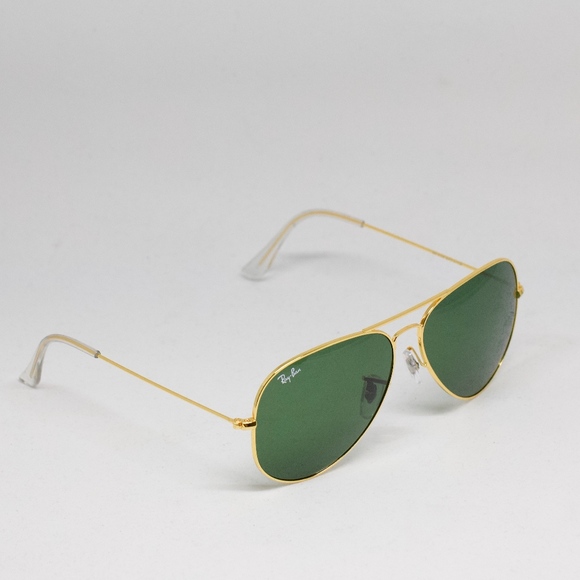 Ray Ban Aviator Sunnies Green & Gold NEW 62mm